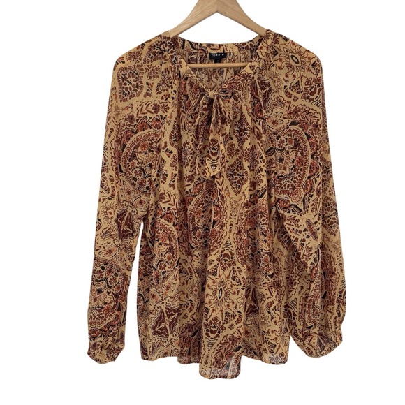 Torrid Sheer Top Womens 1x Brown Orange Fall Mandala Print Polyester - Picture 1 of 15